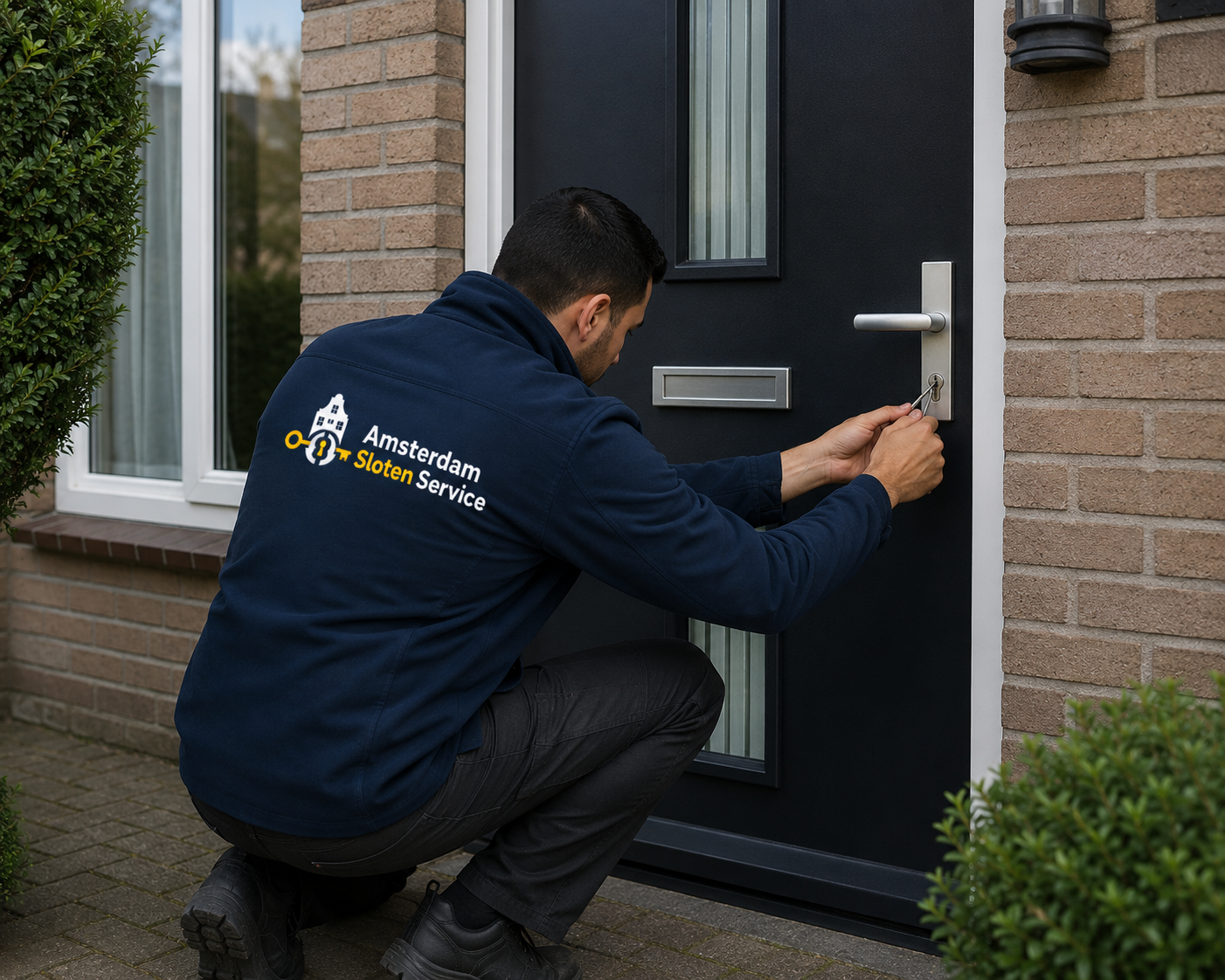 Slotenmaker aan het werk in Amsterdam Zuidoost